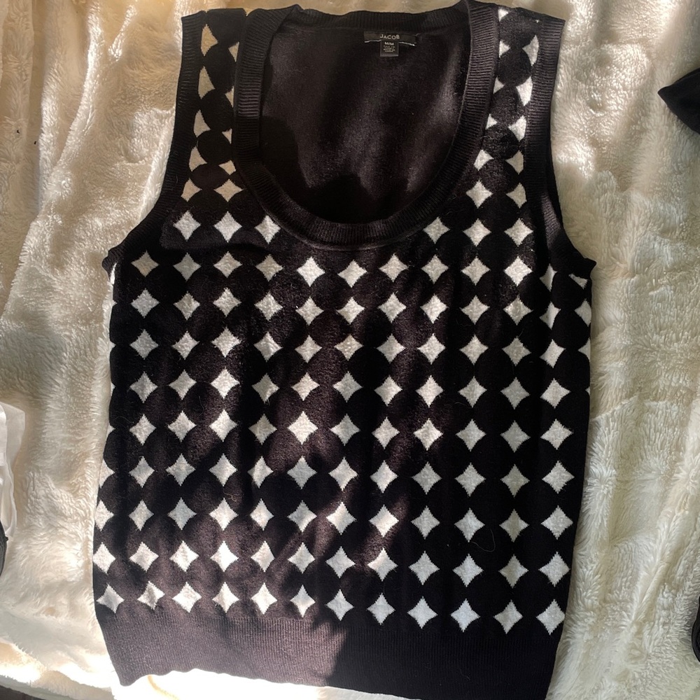 Jacob Black and White Geometric Sweater Vest